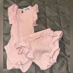Marie Nicole Pink Ruffled Baby Set